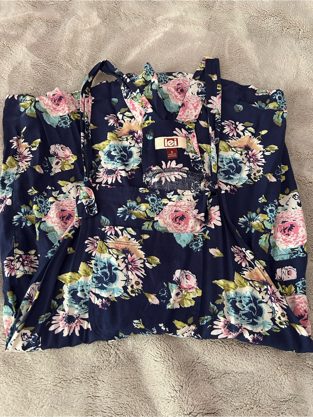 lei Navy Floral Adjustable-Strap Camisole
